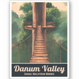 Retro Vintage Travel Borneo Rainforest Malaysia Aufkleber