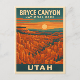 Retro Vintage Travel Bryce Canyon Nationalpark Postkarte