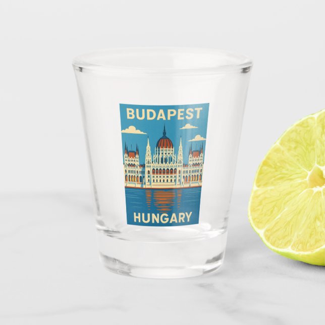 Retro Vintage Travel Budapest Ungarn Landschaftlic Schnapsglas