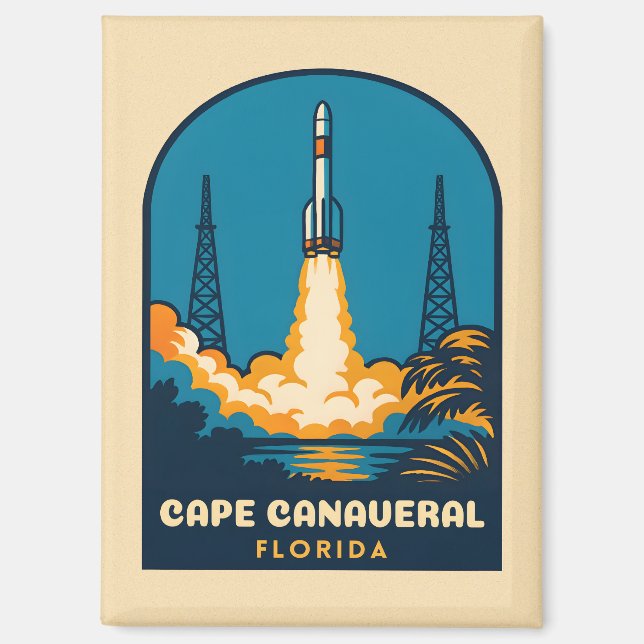 Retro Vintage Travel Capaval Florida Rocket Magnet (Vorderseite)