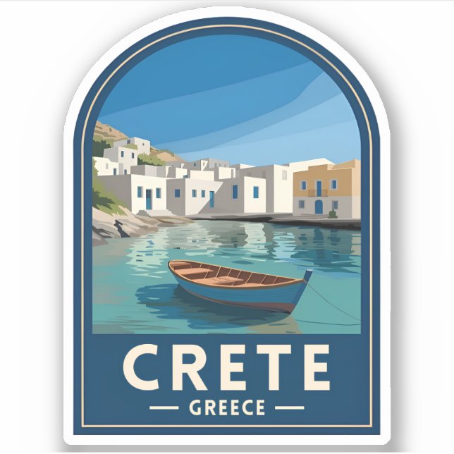Retro Vintage Travel Crete Greece Seaside Aufkleber (Vorderseite)