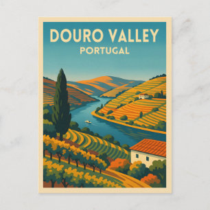 Retro Vintage Travel Douro Valley Portugal Landsch Postkarte