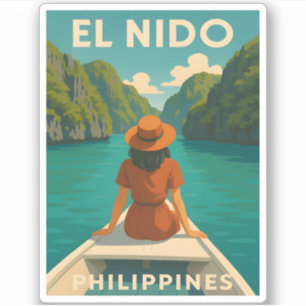 Retro Vintage Travel El Nido Philippinen Landschaf Aufkleber