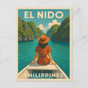 Retro Vintage Travel El Nido Philippinen Landschaf Postkarte