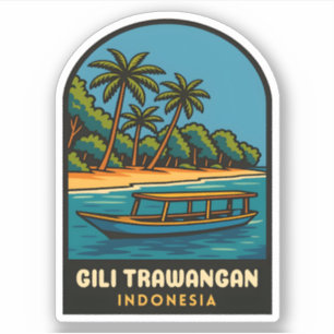Retro Vintage Travel Gili Trawangan Indonesien Aufkleber