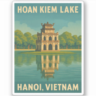 Retro Vintage Travel Hanoi Vietnam Hoan Kiem Lake Aufkleber