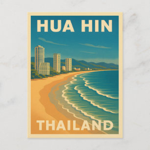 Retro Vintage Travel Hua Hin Thailand Beach Postkarte