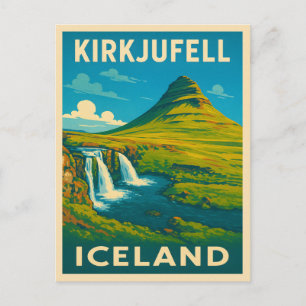 Retro Vintage Travel Island Kirkjufell Berg Postkarte