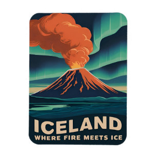 Retro Vintage Travel Island Vulkanlandschaft Magnet
