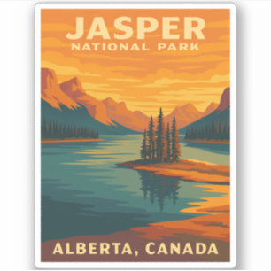 Retro Vintage Travel Jasper Nationalpark Landschaf Aufkleber