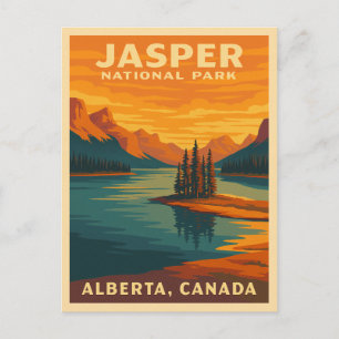 Retro Vintage Travel Jasper Nationalpark Landschaf Postkarte