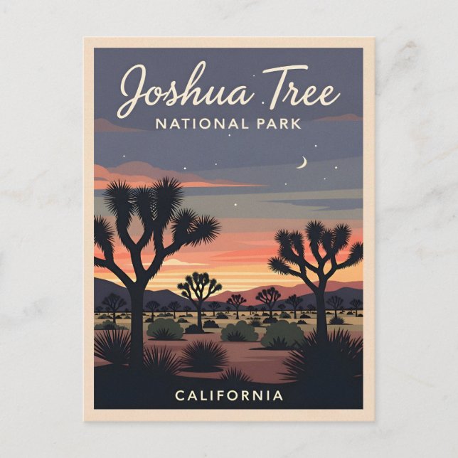 Retro Vintage Travel Joshua Tree Nationalpark Postkarte (Vorderseite)