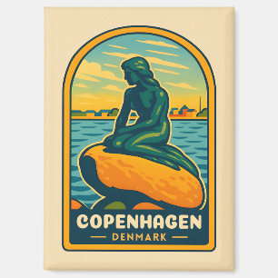 Retro Vintage Travel Kopenhagen Dänemark Mermaid Magnet