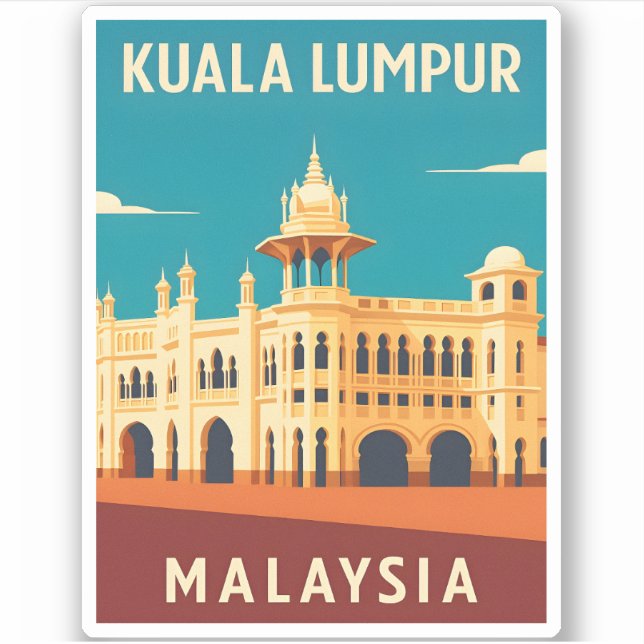 Retro Vintage Travel Kuala Lumpur Malaysia Aufkleber (Vorderseite)