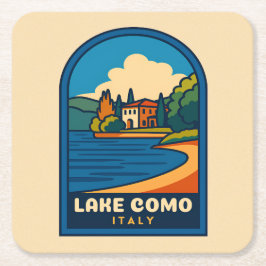 Retro Vintage Travel Lake Como Italien Landschaft Rechteckiger Pappuntersetzer