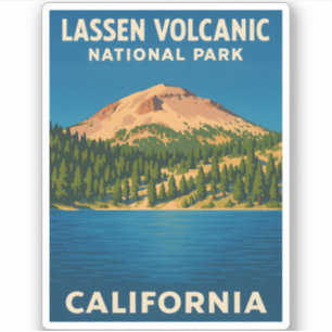 Retro Vintage Travel Lassen Volcanic National Park Aufkleber