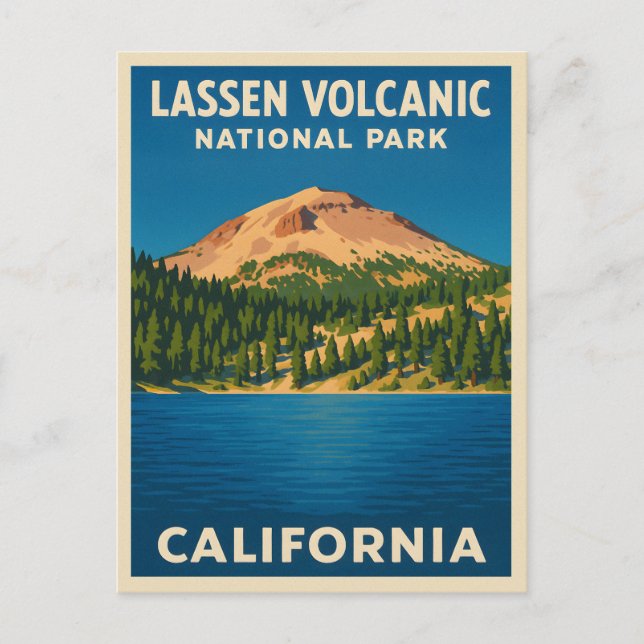 Retro Vintage Travel Lassen Volcanic National Park Postkarte (Vorderseite)