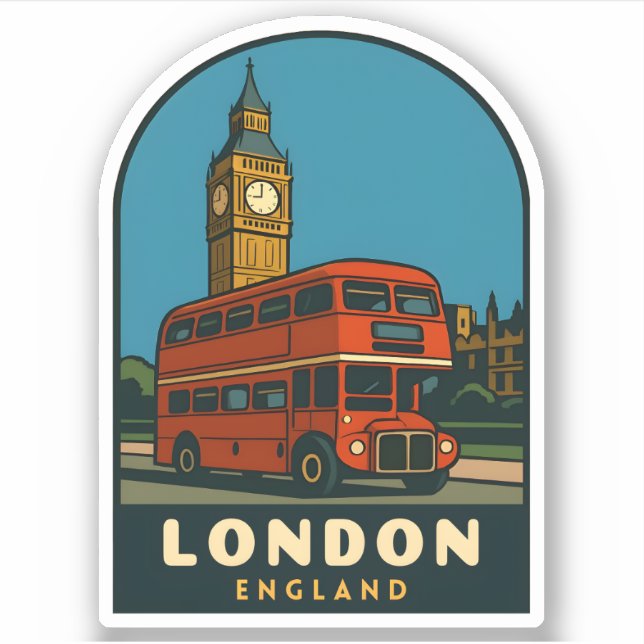 Retro Vintage Travel London Big Ben England  Aufkleber (Vorderseite)
