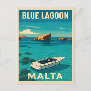 Retro Vintage Travel Malta Blaue Lagune Küste Postkarte