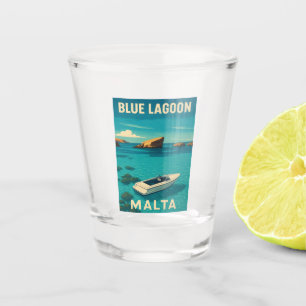 Retro Vintage Travel Malta Blaue Lagune Küste Schnapsglas
