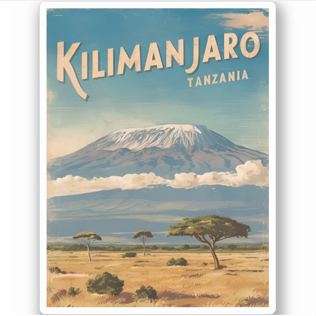 Retro Vintage Travel Mount Kilimanjaro Afrika Aufkleber (Vorderseite)