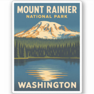 Retro Vintage Travel Mount Rainier Nationalpark Aufkleber