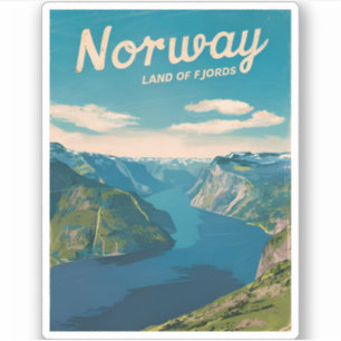 Retro Vintage Travel Norwegen Fjord Landschaft Aufkleber