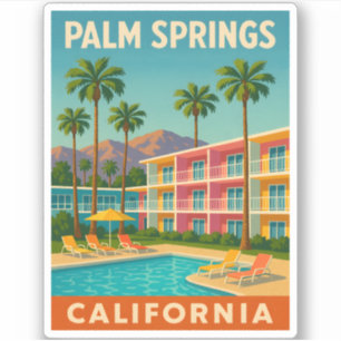 Retro Vintage Travel Palm Springs Aufkleber