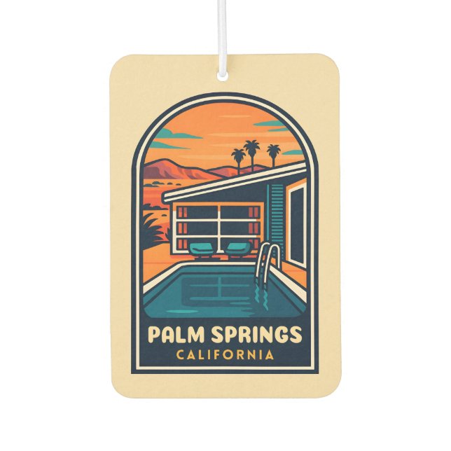 Retro Vintage Travel Palm Springs California Autolufterfrischer (Vorderseite)