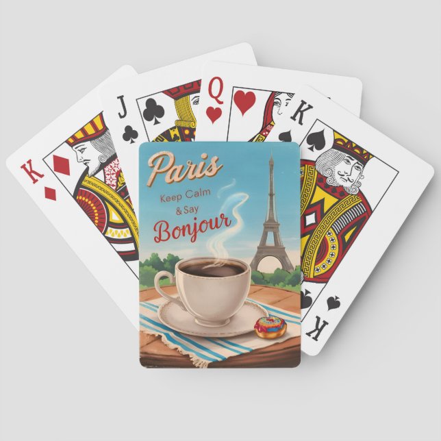Retro Vintage Travel Paris Frankreich Eiffelturm Spielkarten (Rückseite)