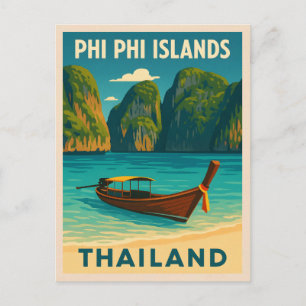 Retro Vintage Travel Phi Phi Inseln Thailand Postkarte