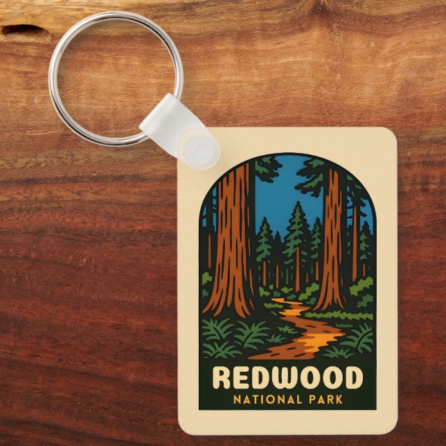 Retro Vintage Travel Redwood National Park Nature Schlüsselanhänger (Vorderseite)