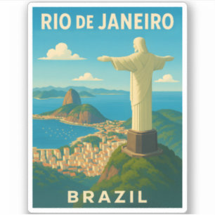 Retro Vintage Travel Rio de Janeiro Brasilien Land Aufkleber