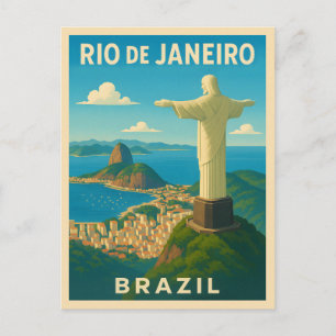 Retro Vintage Travel Rio de Janeiro Brasilien Land Postkarte
