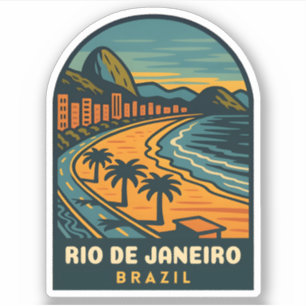 Retro Vintage Travel Rio de Janeiro Brasilien Stra Aufkleber
