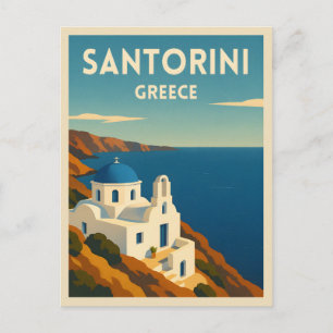 Retro Vintage Travel Santorini Griechenland Meer Postkarte