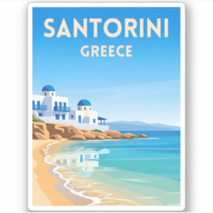 Retro Vintage Travel Santorini Griechenland Strand Aufkleber