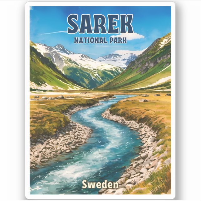 Retro Vintage Travel Sarek Nationalpark Schweden Aufkleber (Vorderseite)
