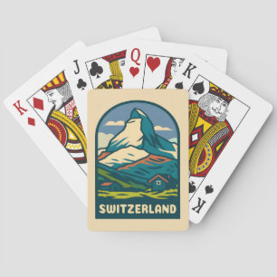 Retro Vintage Travel Schweiz Matterhorn Spielkarten
