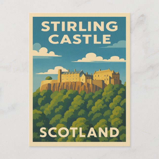 Retro Vintage Travel Stirling Castle Scotland Postkarte (Vorderseite)