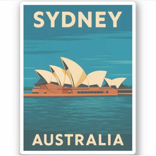 Retro Vintage Travel Sydney Opera House Australien Aufkleber (Vorderseite)