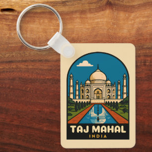 Retro Vintage Travel Taj Mahal India Illustration Schlüsselanhänger