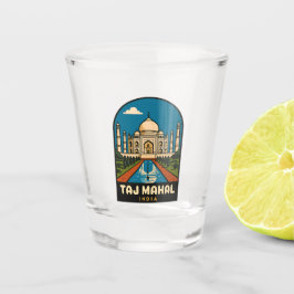 Retro Vintage Travel Taj Mahal India Illustration Schnapsglas