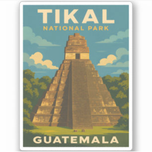 Retro Vintage Travel Tikal Nationalpark Guatemala Aufkleber