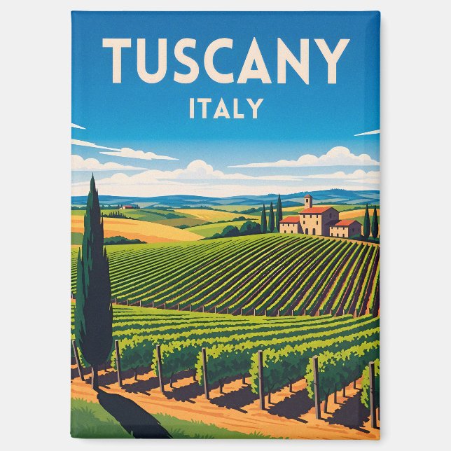 Retro Vintage Travel Tuscany Italy Vineyard  Magnet (Vorderseite)