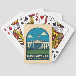 Retro Vintage Travel White House Washington DC Spielkarten
