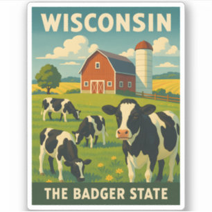 Retro Vintage Travel Wisconsin Milchbauernhof Land Aufkleber