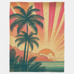 Retro/Vintage Tropisch/Hawaiianisch Sonnenuntergan Fleecedecke