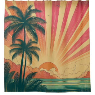 Retro/Vintage Tropisch/Hawaiianischer Sonnenunterg Duschvorhang