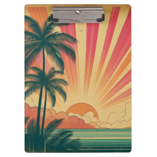 Retro/Vintage Tropisch/Hawaiianischer Sonnenunterg Klemmbrett